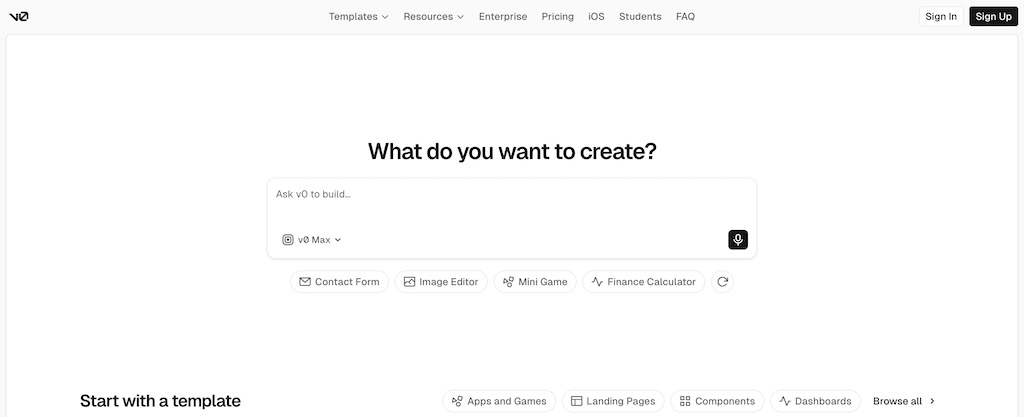 Screenshot of v0