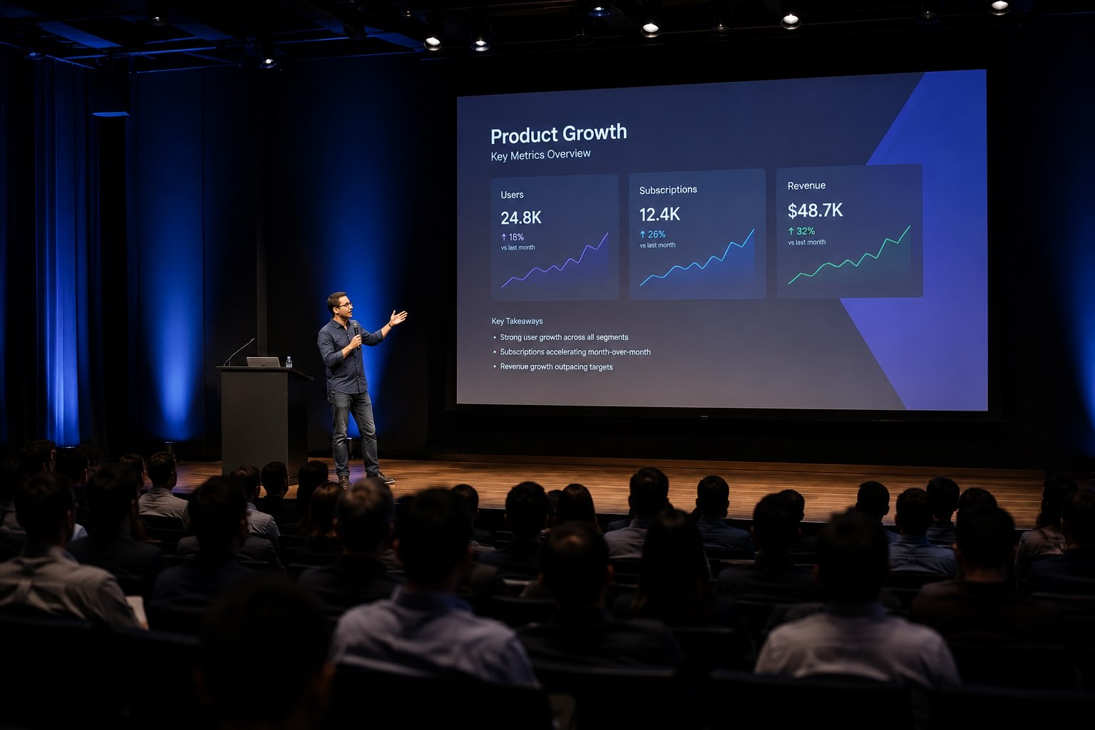 A picture of a person giving a presentation