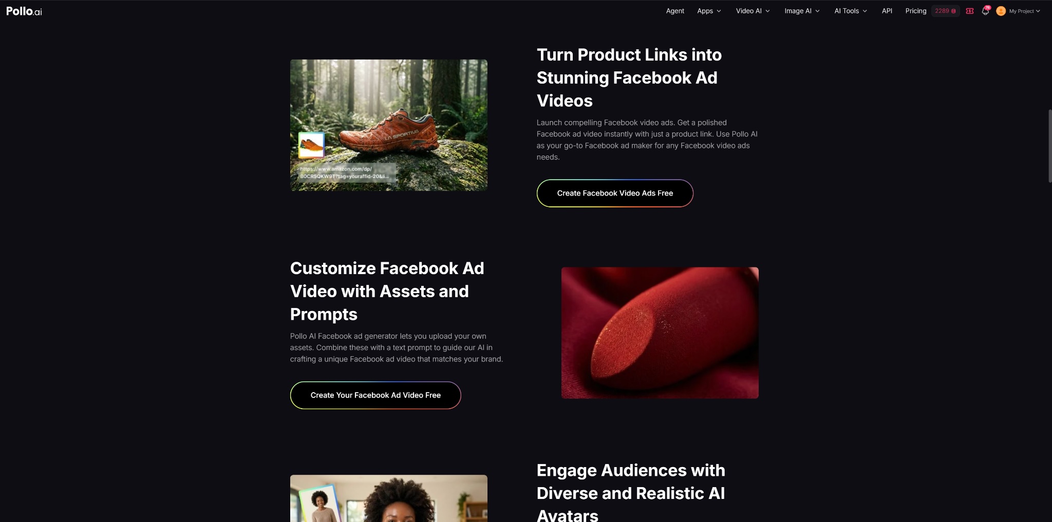 Screenshot of Pollo AI website